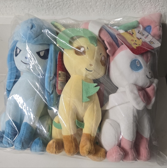 Pokemon Other - Pokemon Plushies Glaceon, Leafeon & Sylveon NWT